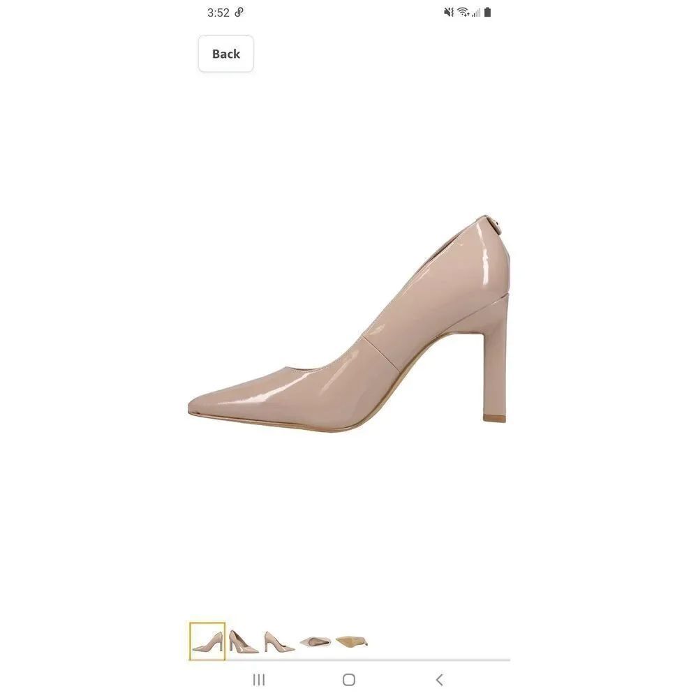 New 10M Calvin Klein Latte Attie Pointed Toe Triangle Heel Pump High Heel Shoes